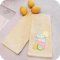 Lemon Yellow Mini Check Kitchen Towel