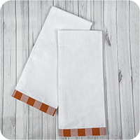 Vintage Gingham Trim Kitchen Towel - Longhorn Orange