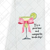 Pink Bow and Margarita Time DTF Transfer (TOWEL SIZE)
