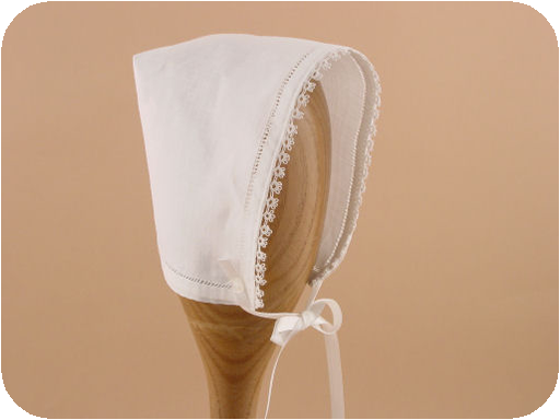 Hemstitched With Lace Christening Bonnet