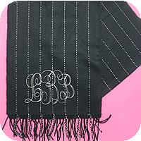 Cashmere Scarf - Black with Taupe Pin Dot
