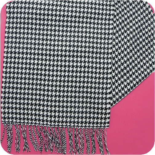 Cashmere Scarf - Black and White Houndstooth