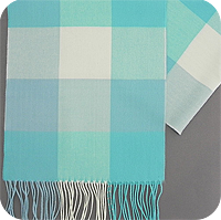 Cashmere Scarf - Turquoise Med Check