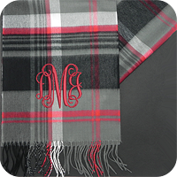 Cashmere Scarf - Grey/Red/White Plaid