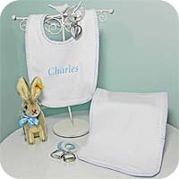 Blanket Stitch Knit Baby Bib or Burp Cloth