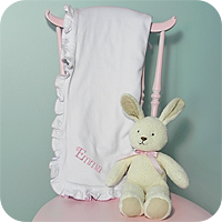 Pink Ruffle Trim Baby Blanket