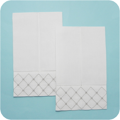 Crosshatch and Swiss Dots Guest Towel