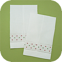 Red & Green Dots Hemstitched Guest Towels