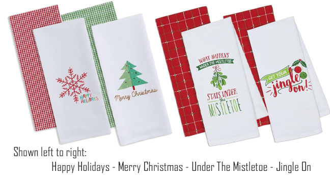 NWT Holiday Set of 2 LENOX Seasons Greetings Red Christmas Kitchen Towels SOFT! 