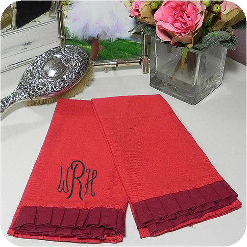 Pomegranate Pleated Ruffle Fingertip Towel - Valentine's Day
