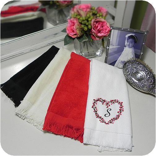 Velour Fingertip Towels - Valentine's Day