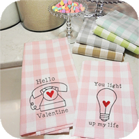 Valentines Pastel Buffalo Check Kitchen Towels
