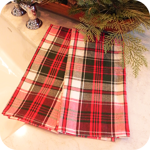 Happy Holiday All Over Plaid Kitchen Towel