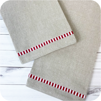 Oatmeal with Red/White Dobby Trim Kitchen Towel