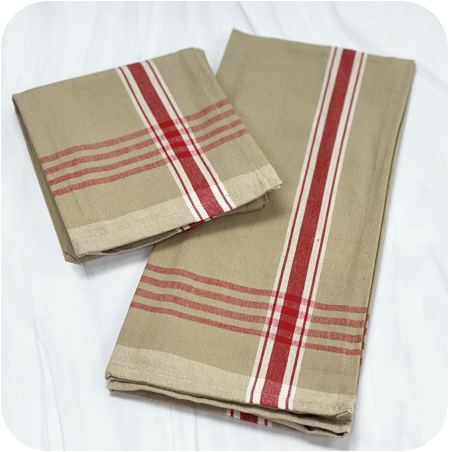 Farmhouse Taupe With Red Plaid Border Kitchen Towel