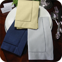 Solid Linen Hemstitched Dinner Napkins  - Luxury Neutrals