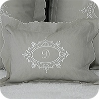 Beige Linen Royal Crest Boudoir Pillow