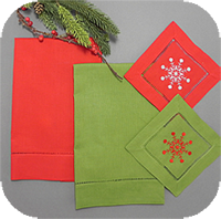 Solid Hemstitch Guest Towels - Red or Green