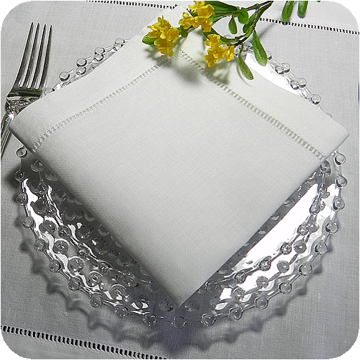 Hemstitched Linen Luncheon Napkins - 12" Square