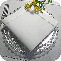 Hemstitched Linen Luncheon Napkins - 12" Square
