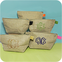 Jute Zipper Pouch With Colored Tab