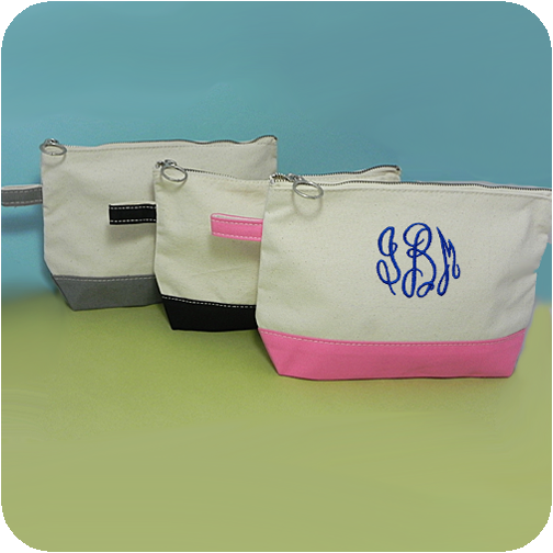 Dipped Canvas Zippered Make-Up  Bag