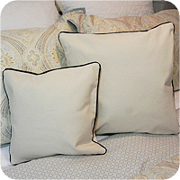 Canvas Pillow Cover With Navy Trim
