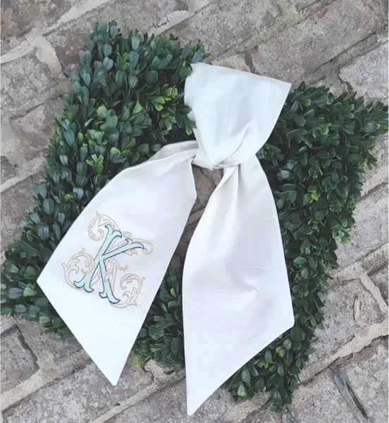 Linen Wreath Sash - White
