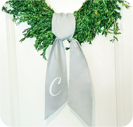 Linen Wreath Sash - Grey