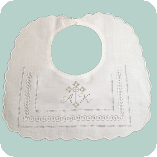 Gilucci and Hemstitched Linen Baby Bib
